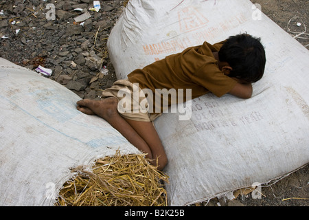 Young Homeless Boys in the Streets of Mumbai India Stock Photo