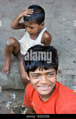 Homeless Boys in the Streets of Mumbai India Stock Photo