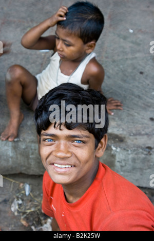 Homeless Boys in the Streets of Mumbai India Stock Photo