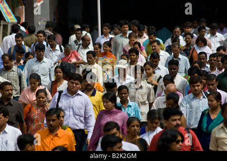 Crowded Morning Rush in Chhatrapati Shivaji Train Station in Mumbai India Stock Photo