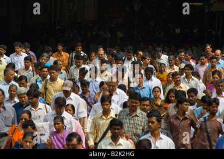 Crowded Morning Rush in Chhatrapati Shivaji Train Station in Mumbai India Stock Photo