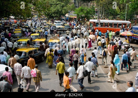 Crowded Morning Rush in Chhatrapati Shivaji Train Station in Mumbai India Stock Photo