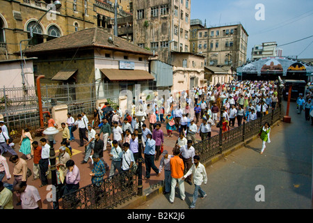 Crowded Morning Rush in Chhatrapati Shivaji Train Station in Mumbai India Stock Photo