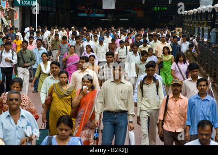 Crowded Morning Rush in Chhatrapati Shivaji Train Station in Mumbai India Stock Photo