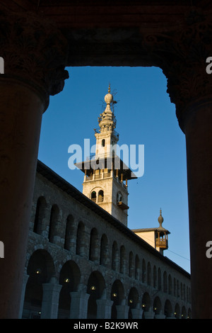 Minaret of the Bride at the Umayyad Mosque in Damascus Syria Stock Photo