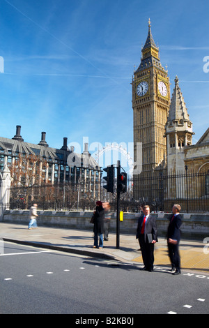 Looking towards Big Ben clock tower from Parliament Square SW1 in London city England UK 16 03 2007 Stock Photo