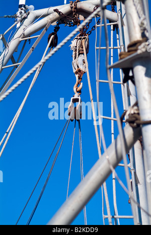 The rigging of a fishing boat Stock Photo