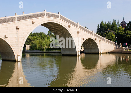 China, Suzhou, Stone Bridge Over The Grand Canal Stock Photo