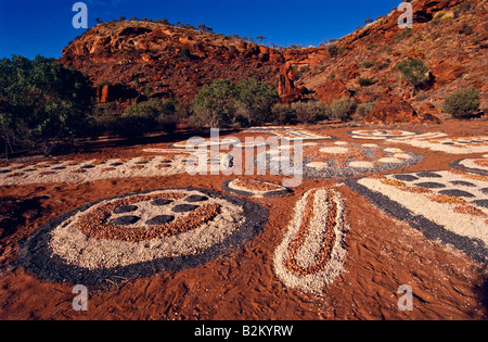 Giant aboriginal sand painting, outback Australia Stock Photo