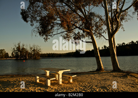 leisure place in the banks of a river lake Stock Photo