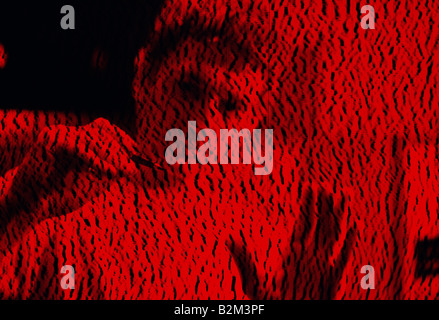 Scientist examining a film print out of geological data Stock Photo