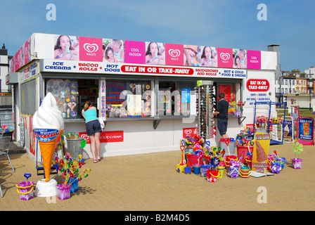 Ice-cream stall on beach, Great Yarmouth Pleasure Beach, Great Yarmouth, Norfolk, England, United Kingdom Stock Photo