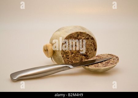 Scottish Haggis unusual food,  sheep meat, style, dinner, minced, savoury foods, a traditional national dish from Scotland, UK Stock Photo