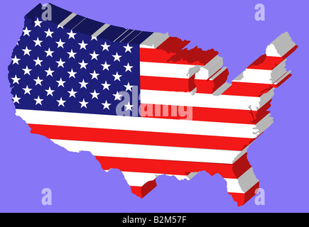 map and flag of usa