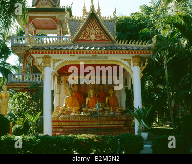 Buddhas at Pha That Luang Stock Photo