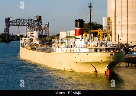 Giant cargo vessels on Lake Calumet, near Chicago, IL. Stock Photo