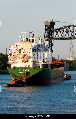 Giant cargo vessels on Lake Calumet, near Chicago, IL. Stock Photo