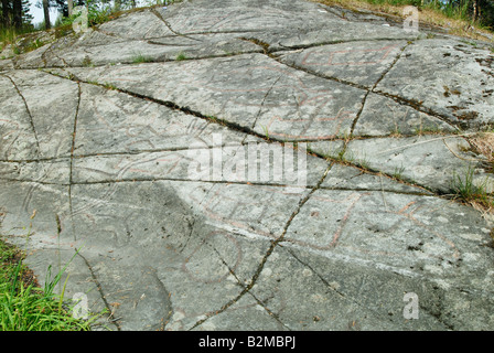 Norwegian rock carvings Stock Photo