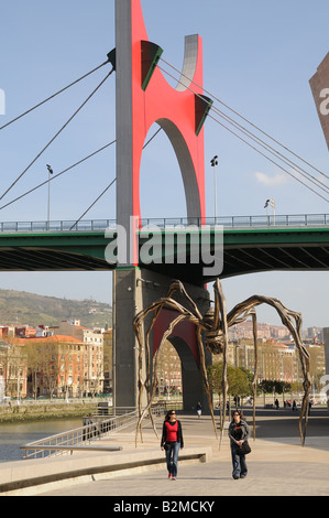 The Maman a huge metal sculpture of a Spider by Louise Bourgeois at the Guggenheim Museum Bilbao Spain Stock Photo