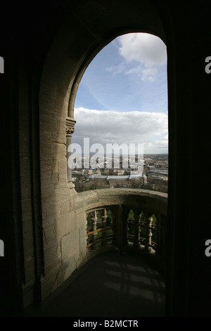 City of Bristol, England. Elevated south east view of Bristol from the John Cabot memorial Cabots Tower at Brandon Hill Park. Stock Photo