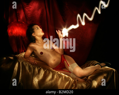 Light Painted Chinese Burlesque Performer