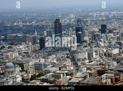 An Aerial View of The City of London looking North East with St Pauls Cathedral in the left foreground