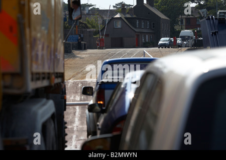 cars and lorries parked on the strangford portaferry ferry during journey county down northern ireland Stock Photo
