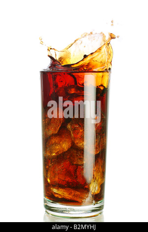 ice filled carbonated soft drink with a splash Stock Photo