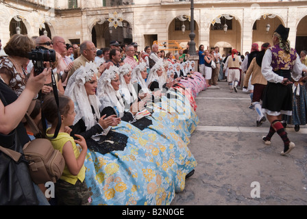 Costa Blanca Spain dancers in the Fogueres de San Juan midsummer fiesta Alicante Stock Photo