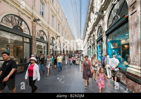 Galeries St Hubert shopping arcade in the city centre, Brussels, Belgium Stock Photo