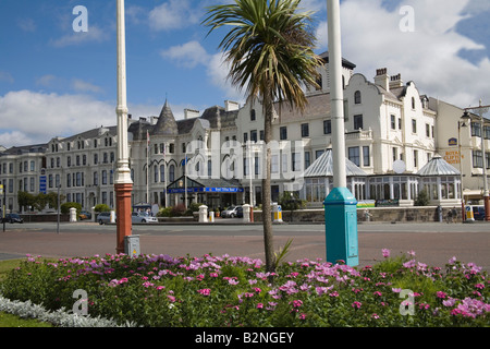 Southport Merseyside England UK July Looking across the flower beds along the promenade towards the Royal Clifton Hotel Stock Photo