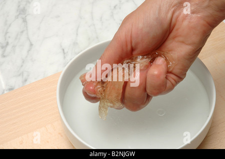 Aspic with vegetables, tunny and shrimps Stock Photo