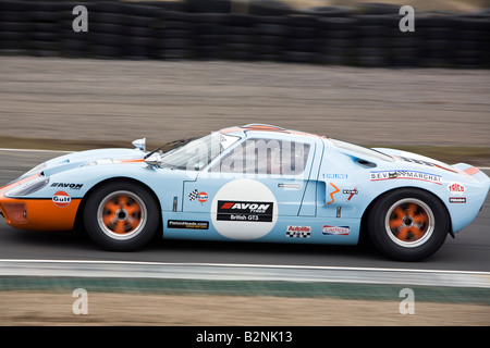 Ford GT40 Continuation GT40P 2140 Gulf Racing livery Knockhill racing circuit Fife Scotland Stock Photo