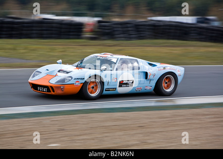 Ford GT40 Continuation GT40P 2140 Gulf Racing livery Knockhill racing circuit Fife Scotland Stock Photo