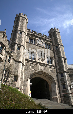 Looking up at the tower of Blair Hall from the west side of the steps at Princeton University. Stock Photo