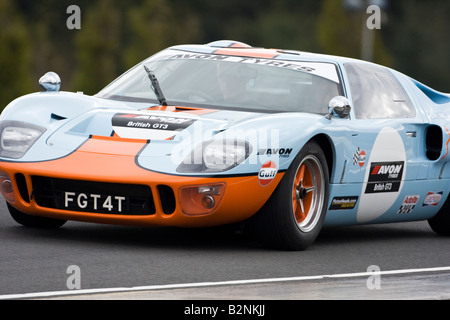 Ford GT40 Continuation GT40P 2140 Gulf Racing livery Knockhill racing circuit Fife Scotland Stock Photo