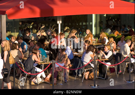 People enjoy food and drink by Royal Festival Hall Southbank SE1 London United Kingdom Stock Photo