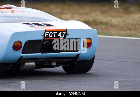 Ford GT40 Continuation GT40P 2140 Gulf Racing livery Knockhill racing circuit Fife Scotland Stock Photo