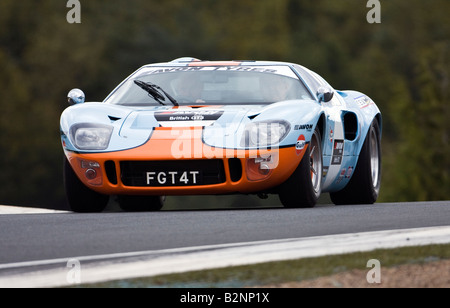 Ford GT40 Continuation GT40P 2140 Gulf Racing livery Knockhill racing circuit Fife Scotland Stock Photo