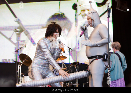 Noel Fielding of The Mighty Boosh performing live at The Big Chill Festival 2008, Eastnor Castle Herefordshire Stock Photo