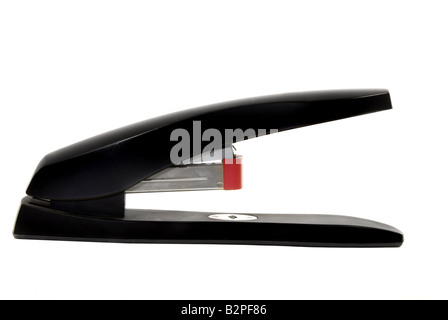 A standard black stapler isolated on white Stock Photo