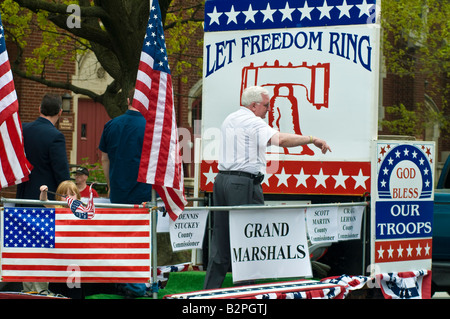 Loyalty day small town patriotic parade honoring military veterans past and present. Stock Photo