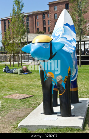 Superlambanana is artistic cross between banana and lamb - comment on the dangers of genetic engineering Taro Chiezo Liverpool Stock Photo