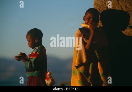 Young children at a village in Lesotho. Stock Photo