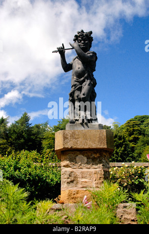 A garden statue of the mythical god Pan in the gardens of The Hill of Tarvit Mansion house. Stock Photo