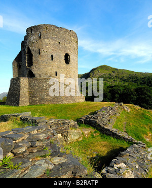 The derelict keep of Dolbadarn Castle on the banks of Llyn Padarn near Llanberis in Snowdonia national park North Wales Stock Photo