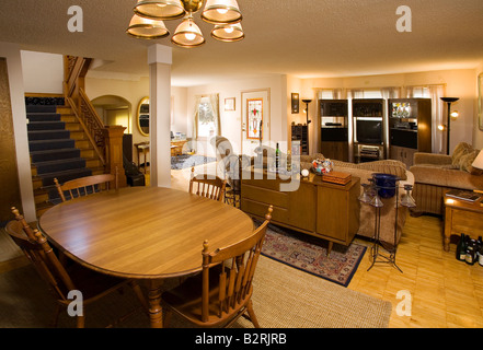 Interior of a large traditional living area with wood floors Stock Photo