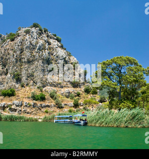 Boat on Dalyan River Mugla Turkey Stock Photo