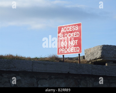 access blocked do not proceed road sign Stock Photo