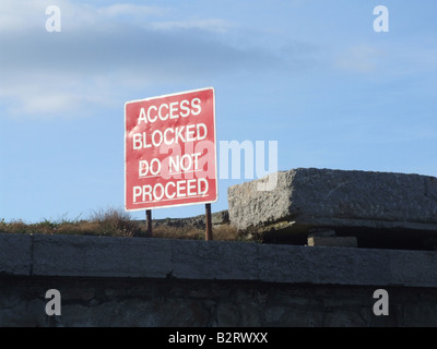 access blocked do not proceed road sign Stock Photo